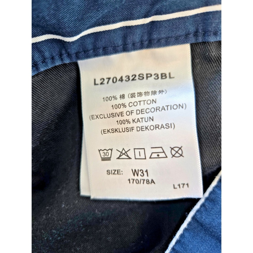 Lee Bermuda Shorts Striped Nave Blue W31 90s Retro Old Money Minimalist - Picture 11 of 16